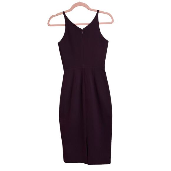 Dress The Population Lyla Purple Burgundy Plunging Sleeveless Bodycon Dress - Picture 3 of 9